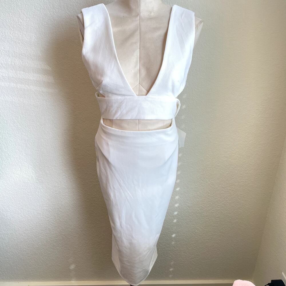 Solace London Revolve White Midi Sheath cut out dress Womens 4 NEW the Real Real